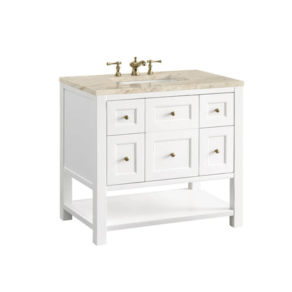 Breckenridge 36" Single Vanity, Bright White, w/ 3 CM Tajnar Eclos Top, view 12