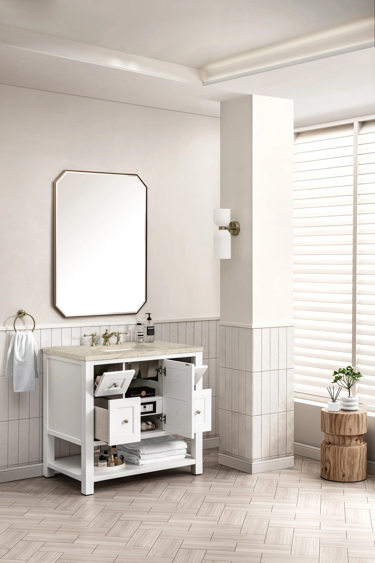 Breckenridge 36" Single Vanity, Bright White, w/ 3 CM Tajnar Eclos Top, view 6