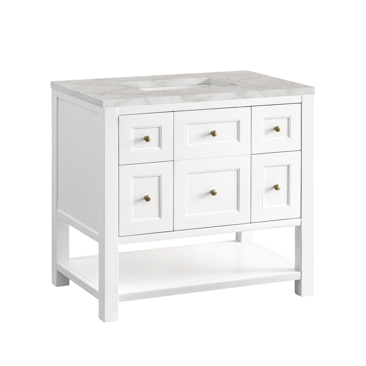 Breckenridge 36" Single Vanity, Bright White w/ 3 CM Victorian Silver Top, view 10