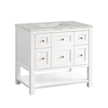 Breckenridge 36" Single Vanity, Bright White w/ 3 CM Victorian Silver Top, view 10