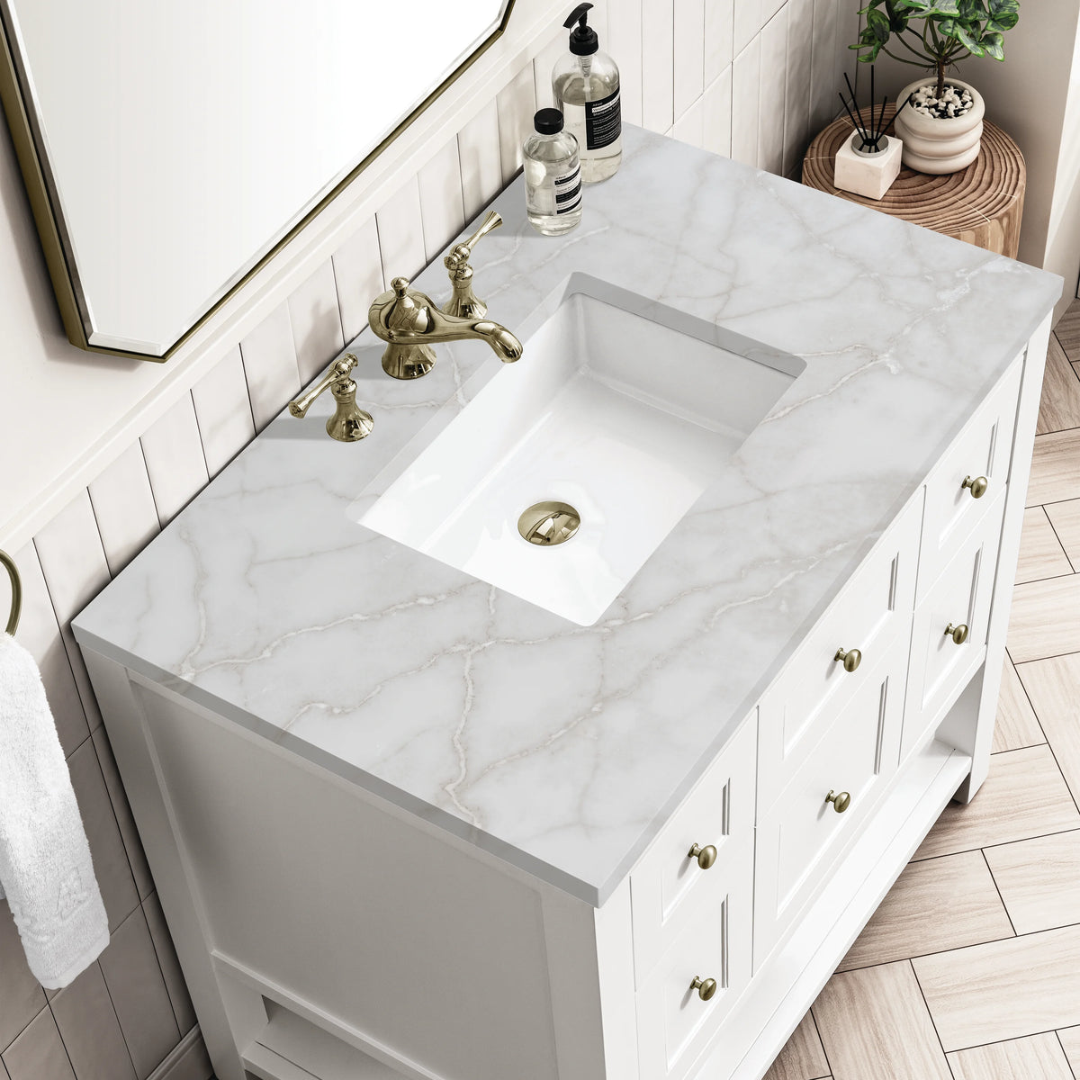 Breckenridge 36" Single Vanity, Bright White w/ 3 CM Victorian Silver Top, view 7