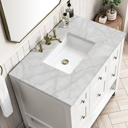 Breckenridge 36" Single Vanity, Bright White w/ 3 CM Victorian Silver Top, view 7