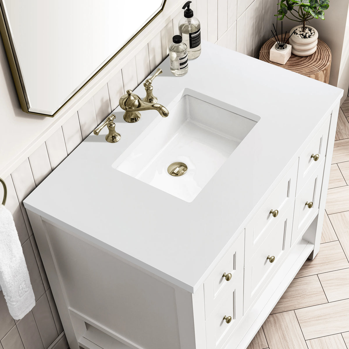 Breckenridge 36" Single Vanity, Bright White w/ 3 CM White Zeus Top, view 10