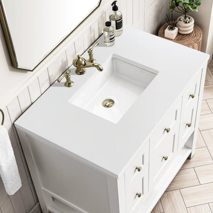 Breckenridge 36" Single Vanity, Bright White w/ 3 CM White Zeus Top, view 10