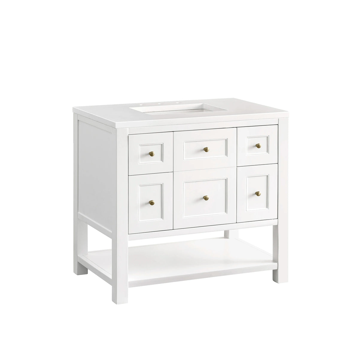 Breckenridge 36" Single Vanity, Bright White w/ 3 CM White Zeus Top, view 13