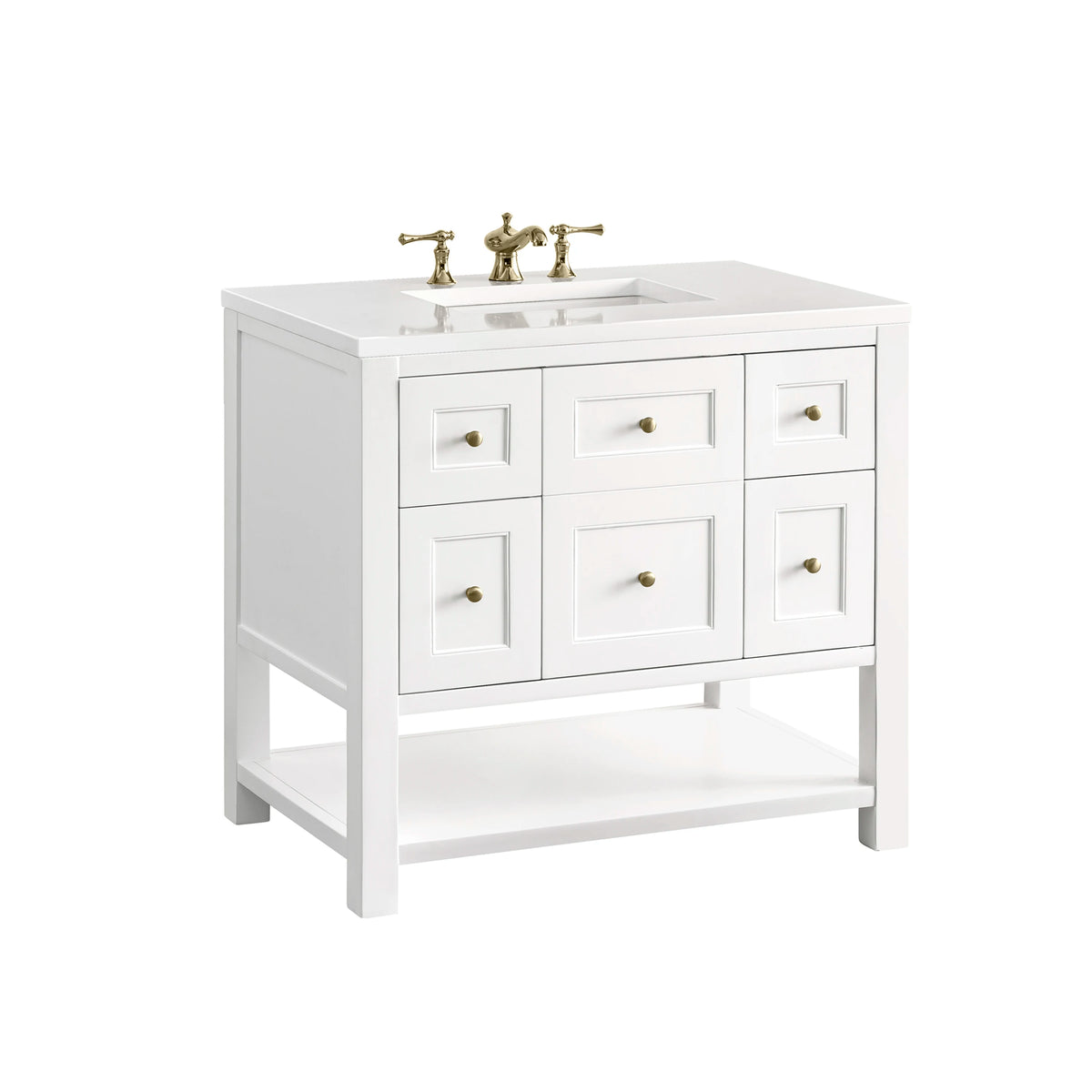 Breckenridge 36" Single Vanity, Bright White w/ 3 CM White Zeus Top, view 14