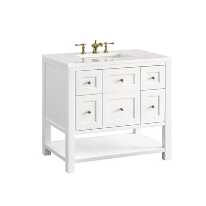 Breckenridge 36" Single Vanity, Bright White w/ 3 CM White Zeus Top, view 14