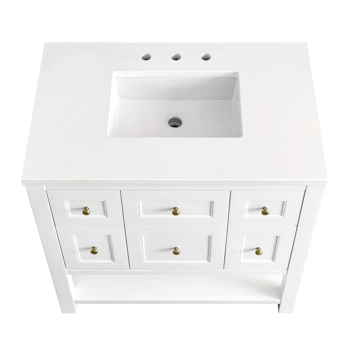 Breckenridge 36" Single Vanity, Bright White w/ 3 CM White Zeus Top, view 8