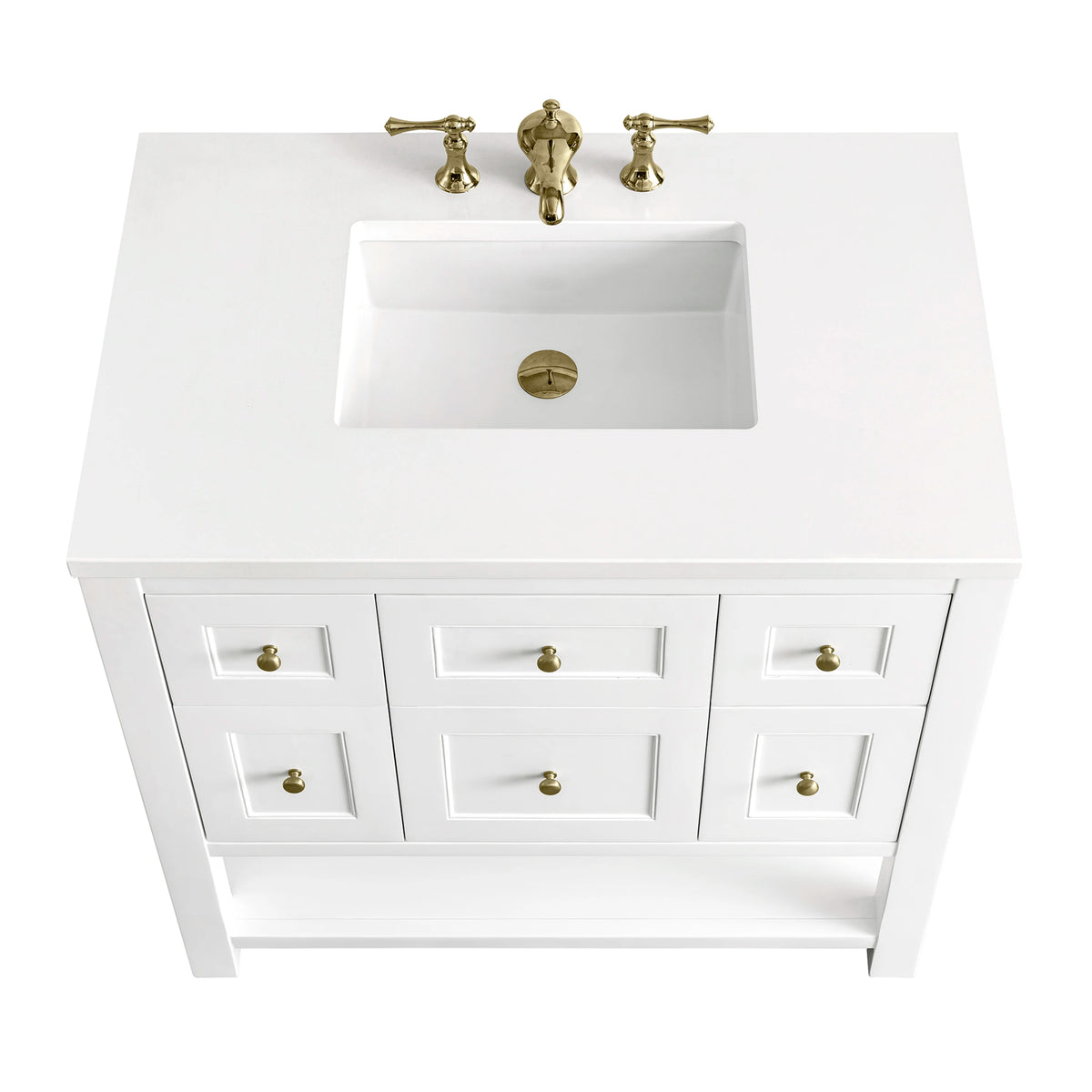 Breckenridge 36" Single Vanity, Bright White w/ 3 CM White Zeus Top, view 9