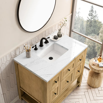 Breckenridge 36" Single Vanity, Light Natural Oak w/ 3 CM Ethereal Noctis Top, view 7