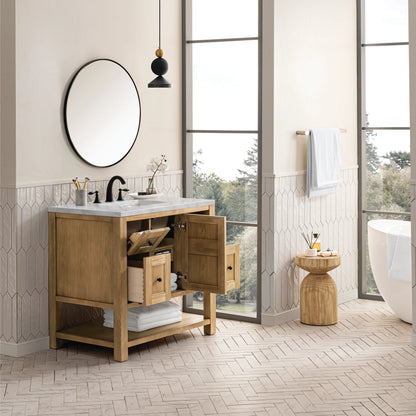 Breckenridge 36" Single Vanity, Light Natural Oak w/ 3 CM Victorian Silver Top, view 5