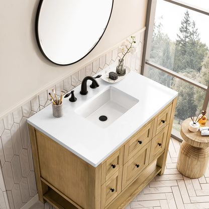Breckenridge 36" Single Vanity, Light Natural Oak w/ 3 CM White Zeus Top, view 9