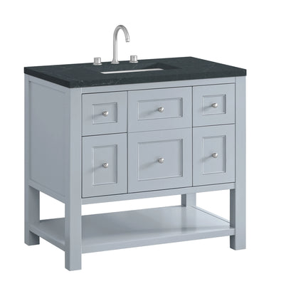 Breckenridge 36" Single Vanity, Serenity Blue, w/ 3 CM Charcoal Soapstone Quartz Top, view 10