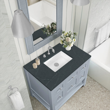 Breckenridge 36" Single Vanity, Serenity Blue, w/ 3 CM Charcoal Soapstone Quartz Top, view 7