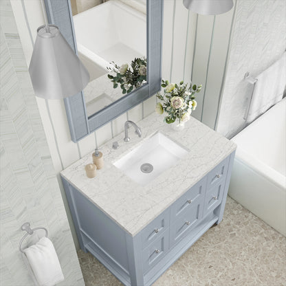 Breckenridge 36" Single Vanity, Serenity Blue, w/ 3 CM Eternal Jasmine Pearl Quartz Top, view 7