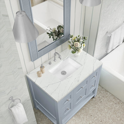 Breckenridge 36" Single Vanity, Serenity Blue, w/ 3 CM Ethereal Noctis Quartz Top, view 7