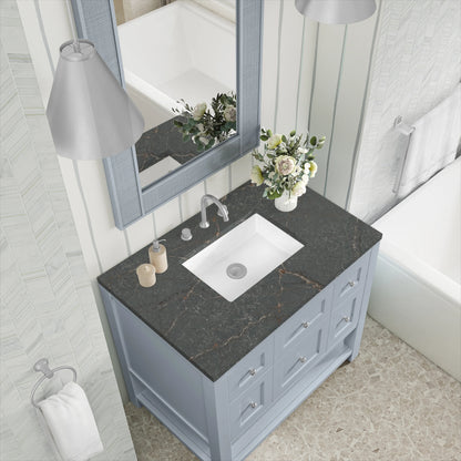 Breckenridge 36" Single Vanity, Serenity Blue, w/ 3 CM Parisien Bleu Quartz Top, view 7