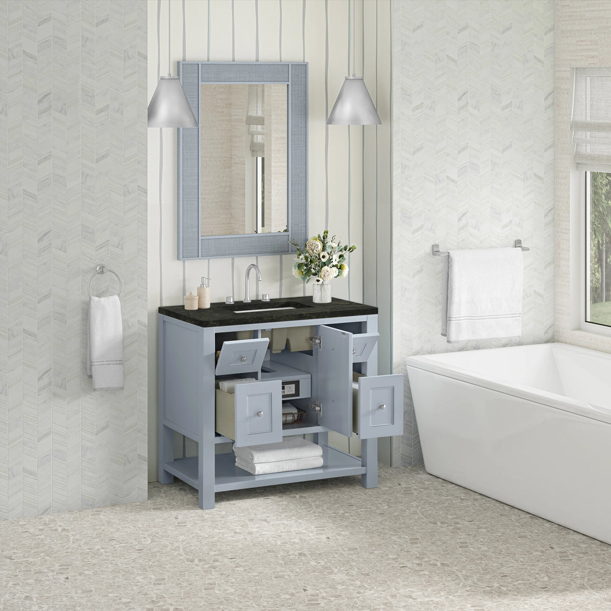 Breckenridge 36" Single Vanity, Serenity Blue, w/ 3 CM Phantome Eclos Top, view 5