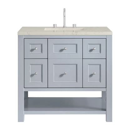 Breckenridge 36" Single Vanity, Serenity Blue, w/ 3 CM Siberian Silestone Top