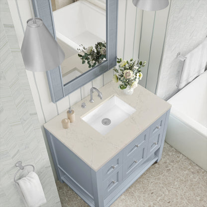Breckenridge 36" Single Vanity, Serenity Blue, w/ 3 CM Siberian Silestone Top, view 7