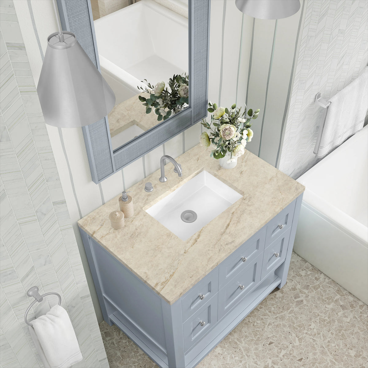 Breckenridge 36" Single Vanity, Serenity Blue, w/ 3 CM Tajnar Eclos Top, view 7