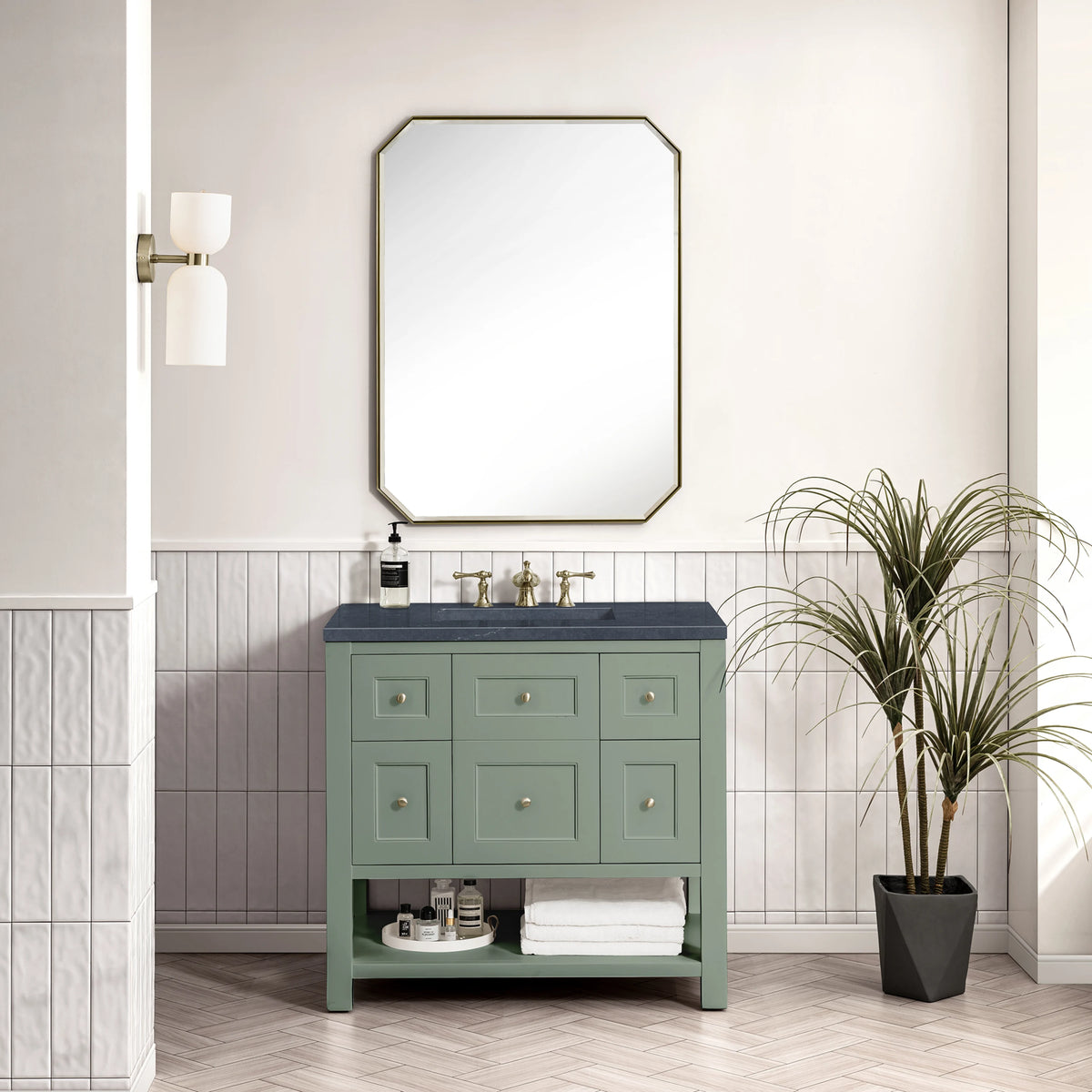 Breckenridge 36" Single Vanity, Smokey Celadon w/ 3 CM Charcoal Soapstone Top, view 3