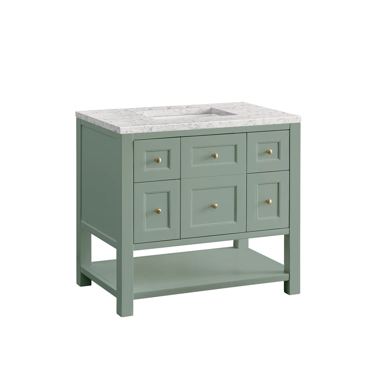 Breckenridge 36" Single Vanity, Smokey Celadon w/ 3 CM Eternal Jasmine Pearl Top, view 7