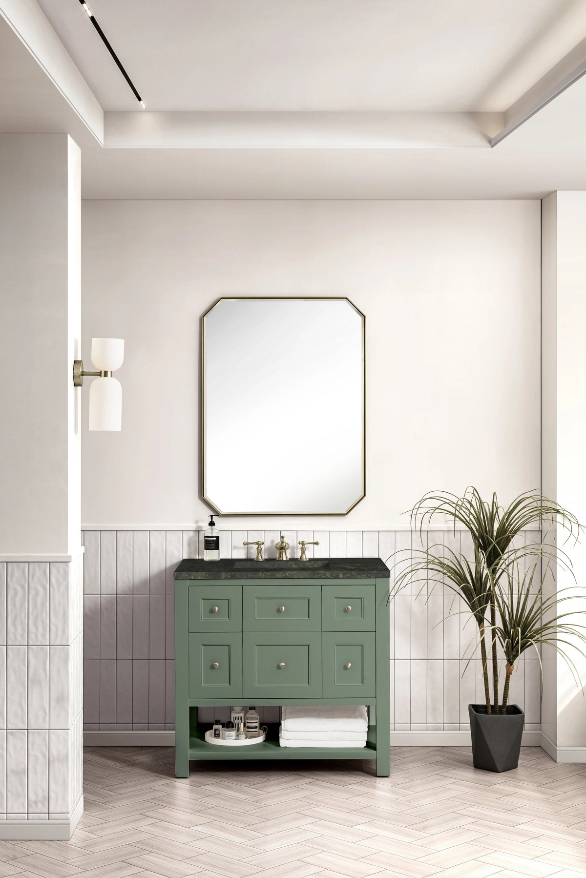 Breckenridge 36" Single Vanity, Smokey Celadon, w/ 3 CM Phantome Eclos Top, view 3