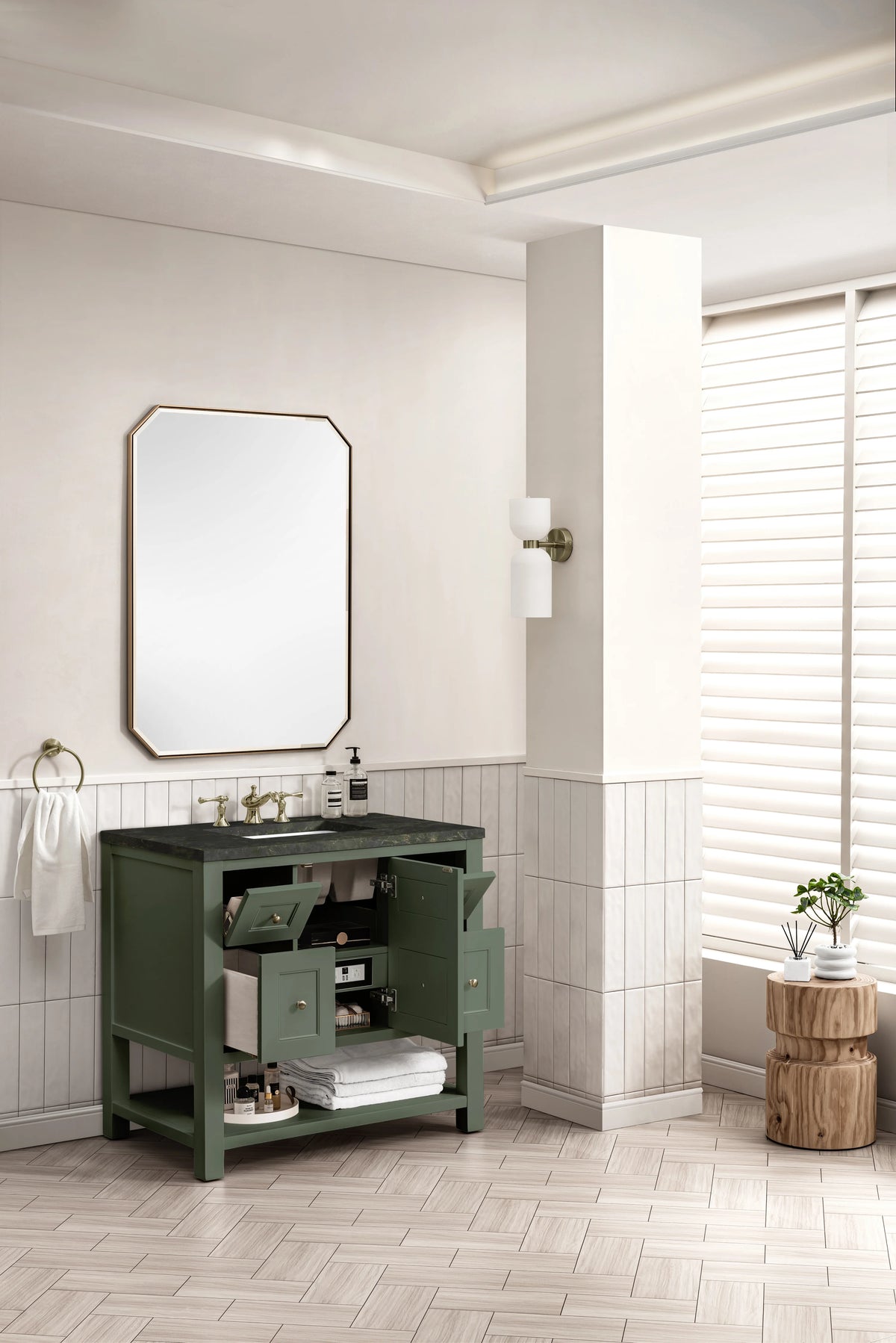 Breckenridge 36" Single Vanity, Smokey Celadon, w/ 3 CM Phantome Eclos Top, view 5