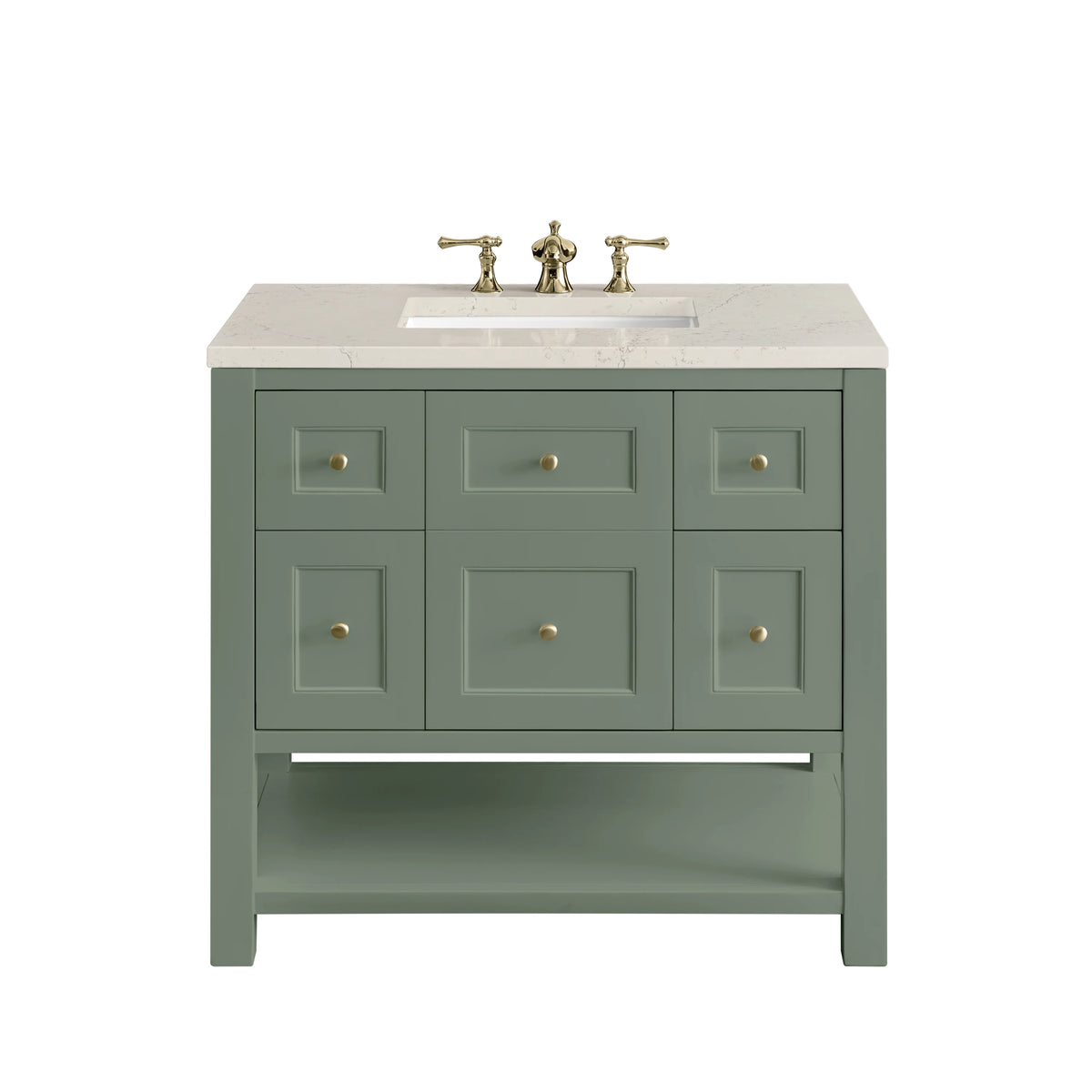 Breckenridge 36" Single Vanity, Smokey Celadon, w/ 3 CM Siberian Silestone Top
