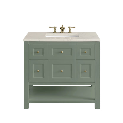 Breckenridge 36" Single Vanity, Smokey Celadon, w/ 3 CM Siberian Silestone Top
