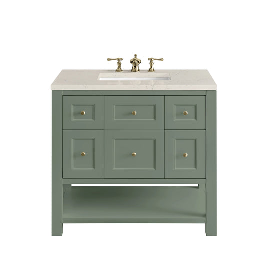 Breckenridge 36" Single Vanity, Smokey Celadon, w/ 3 CM Siberian Silestone Top
