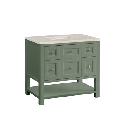 Breckenridge 36" Single Vanity, Smokey Celadon, w/ 3 CM Siberian Silestone Top, view 10