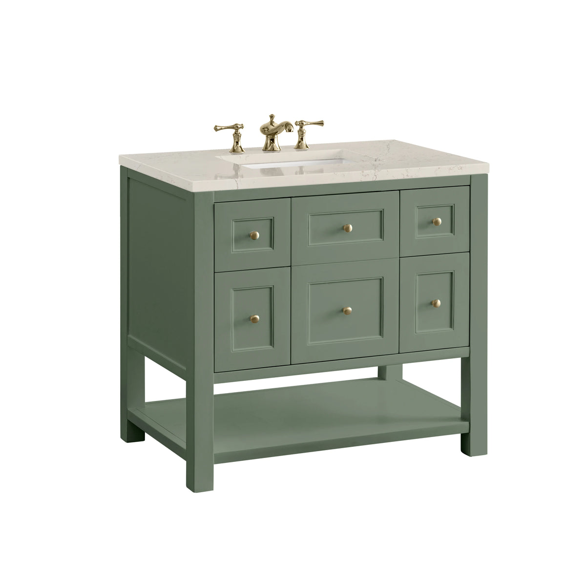 Breckenridge 36" Single Vanity, Smokey Celadon, w/ 3 CM Siberian Silestone Top, view 11