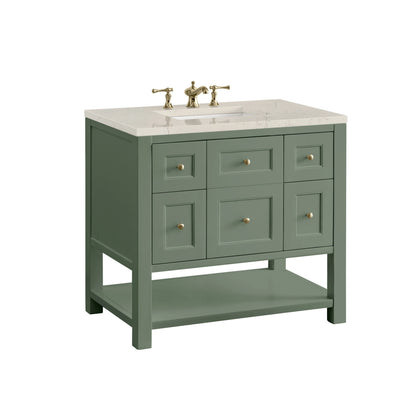 Breckenridge 36" Single Vanity, Smokey Celadon, w/ 3 CM Siberian Silestone Top, view 11