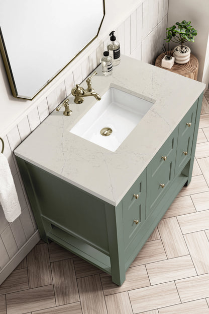 Breckenridge 36" Single Vanity, Smokey Celadon, w/ 3 CM Siberian Silestone Top, view 7