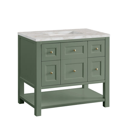 Breckenridge 36" Single Vanity, Smokey Celadon w/ 3 CM Victorian Silver Top, view 10