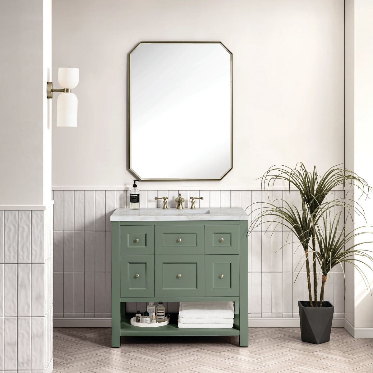 Breckenridge 36" Single Vanity, Smokey Celadon w/ 3 CM Victorian Silver Top, view 3