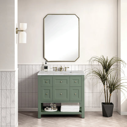 Breckenridge 36" Single Vanity, Smokey Celadon w/ 3 CM Victorian Silver Top, view 3