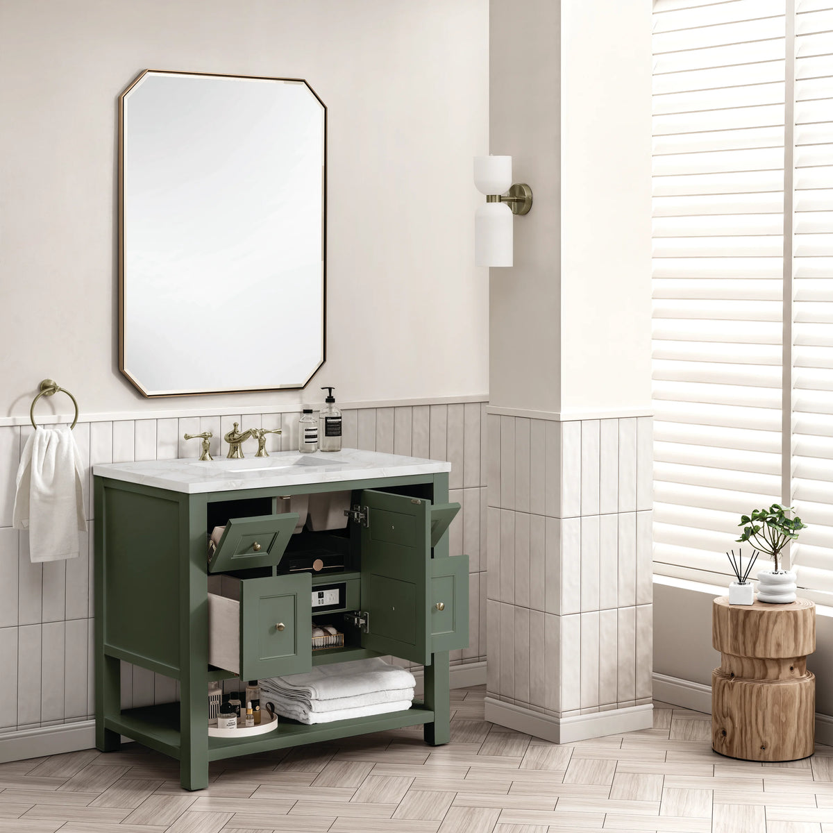 Breckenridge 36" Single Vanity, Smokey Celadon w/ 3 CM Victorian Silver Top, view 5