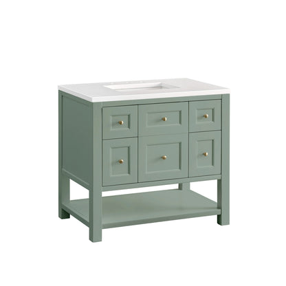 Breckenridge 36" Single Vanity, Smokey Celadon w/ 3 CM White Zeus Top, view 12