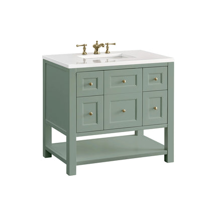 Breckenridge 36" Single Vanity, Smokey Celadon w/ 3 CM White Zeus Top, view 13