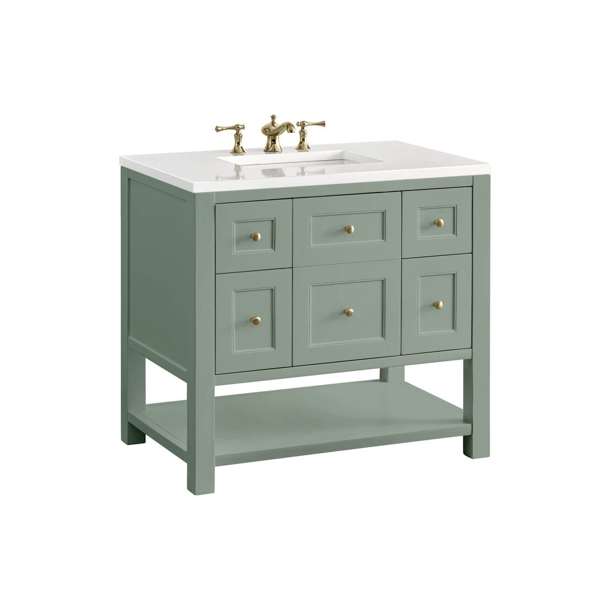 Breckenridge 36" Single Vanity, Smokey Celadon w/ 3 CM White Zeus Top, view 14