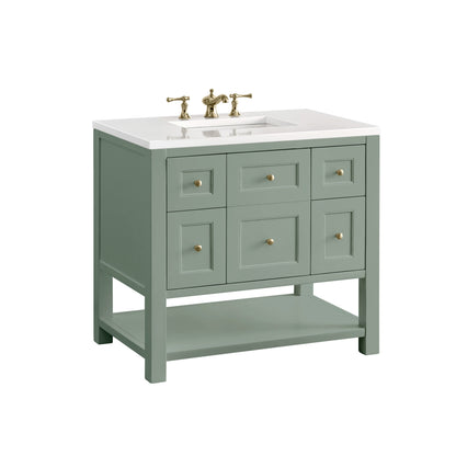 Breckenridge 36" Single Vanity, Smokey Celadon w/ 3 CM White Zeus Top, view 14