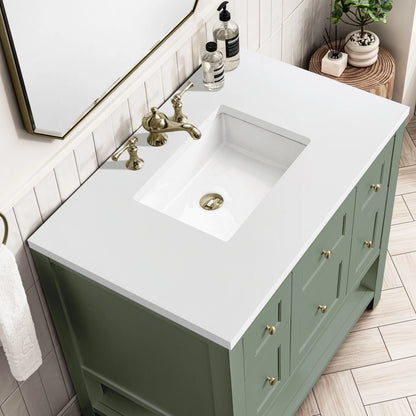 Breckenridge 36" Single Vanity, Smokey Celadon w/ 3 CM White Zeus Top, view 9