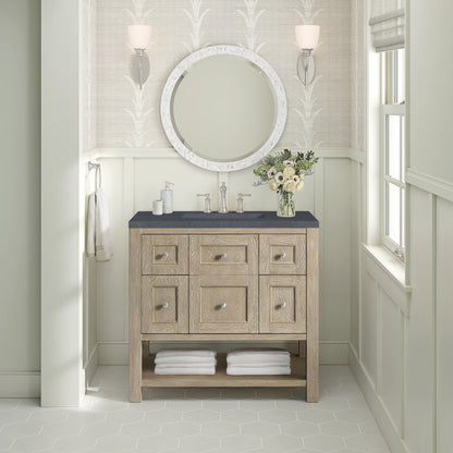 Breckenridge 36" Single Vanity, Whitewashed Oak w/ 3 CM Charcoal Soapstone Silestone Top, view 3