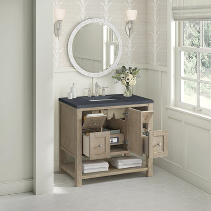 Breckenridge 36" Single Vanity, Whitewashed Oak w/ 3 CM Charcoal Soapstone Silestone Top, view 5