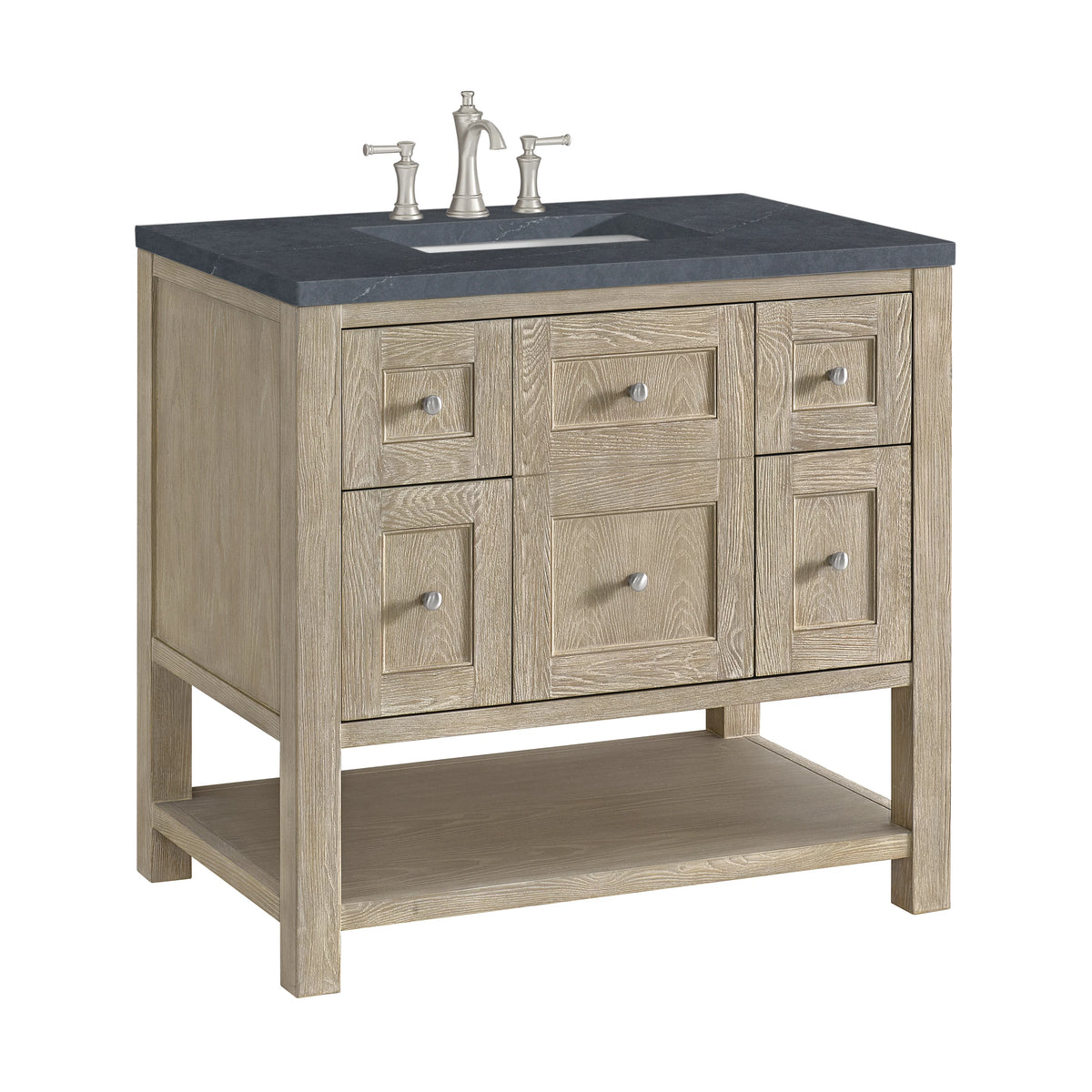 Breckenridge 36" Single Vanity, Whitewashed Oak w/ 3 CM Charcoal Soapstone Silestone Top, view 9