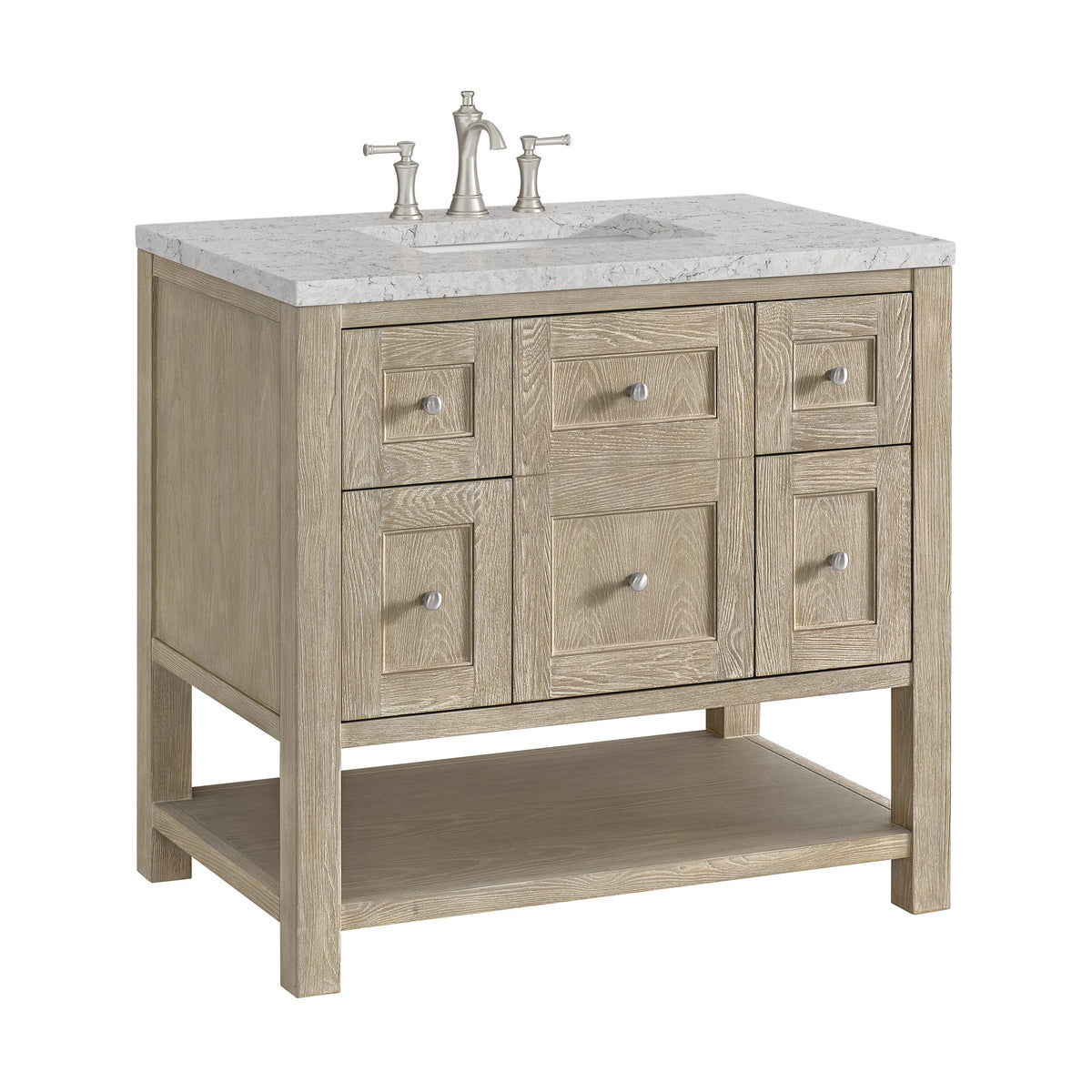 Breckenridge 36" Single Vanity, Whitewashed Oak w/ 3 CM Eternal Jasmine Pearl Silestone Top, view 9