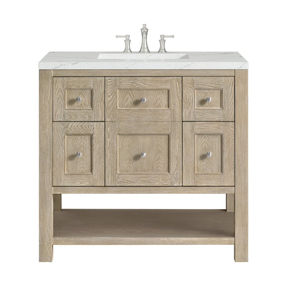 Breckenridge 36" Single Vanity, Whitewashed Oak w/ 3 CM Ethereal Noctis Silestone Top